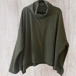 WHITE Birch Olive Ribbed Cowl Neck Sweater, size 3X